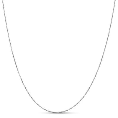 0.7mm Solid Box Chain Necklace in 18K White Gold