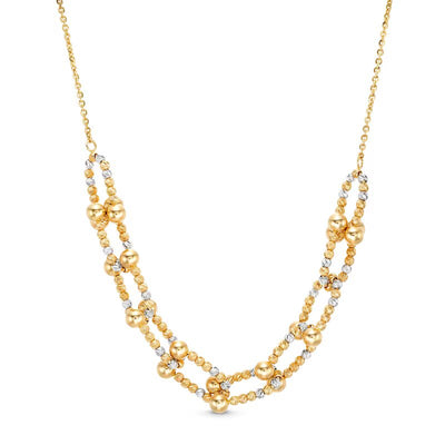 Oro Diamante™ Hollow Interlocking Paperclip-Style Necklace in 14K Two-Tone Gold