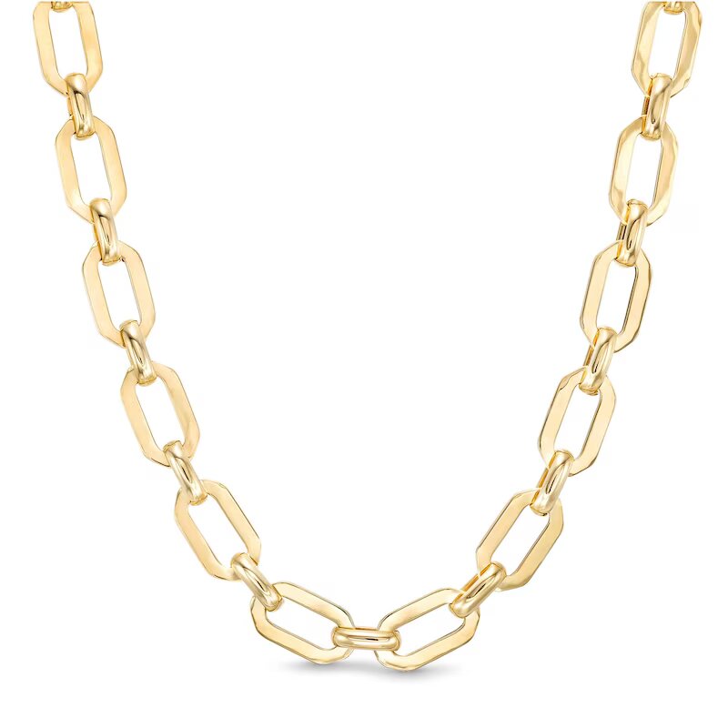 Made in Italy 15.0mm Hollow Cheval Link Chain Necklace in 14K Gold - 17" - Shryne Diamanti & Co.