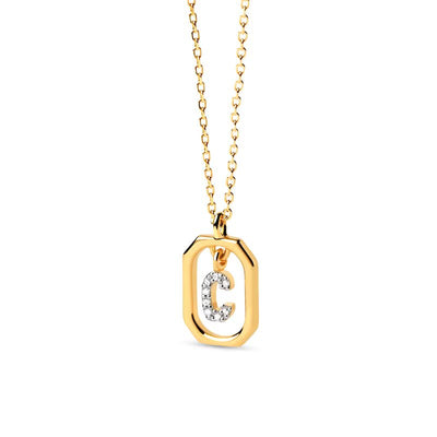 Shryne Diamanti & Co Lab-Created Diamond Accent Letter Initial Pendant in 18K Gold