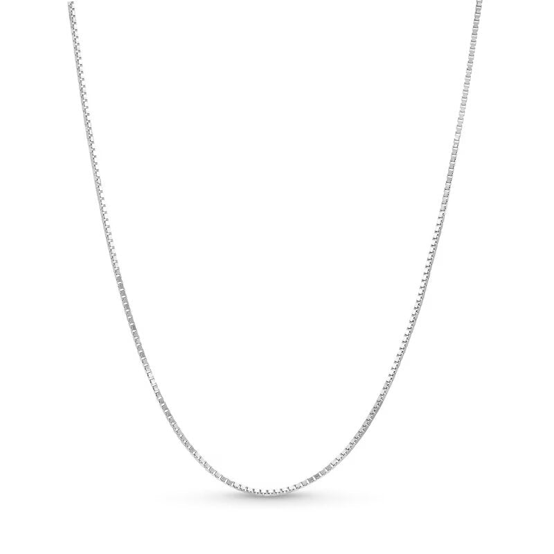 0.7mm Box Chain Necklace in Solid 14K White Gold - Shryne Diamanti & Co.