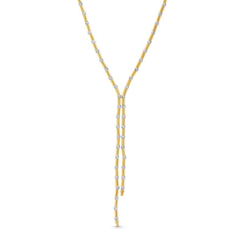 Oro Diamante™ Beaded Lariat Necklace in 14K Two-Tone Gold