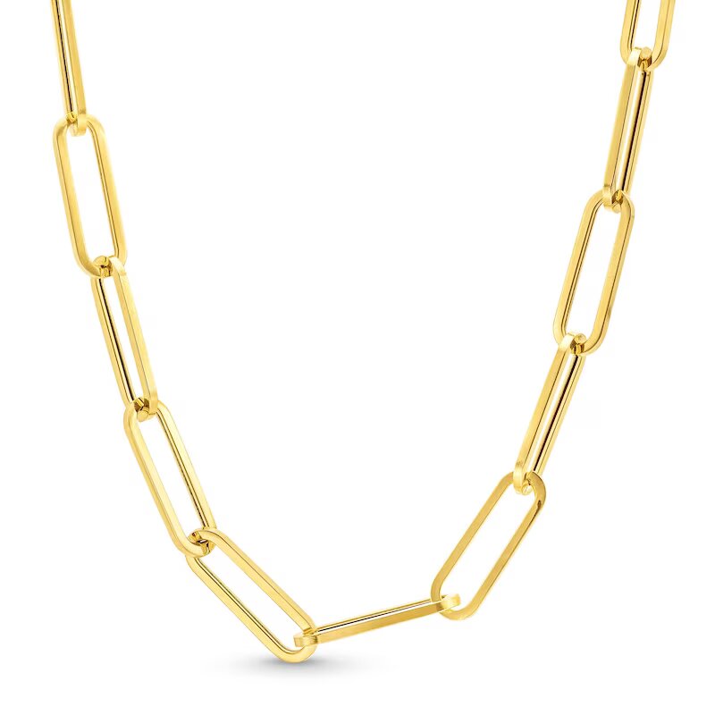 5.6mm Paper Clip Chain Necklace in Hollow 14K Gold - 20" - Shryne Diamanti & Co.