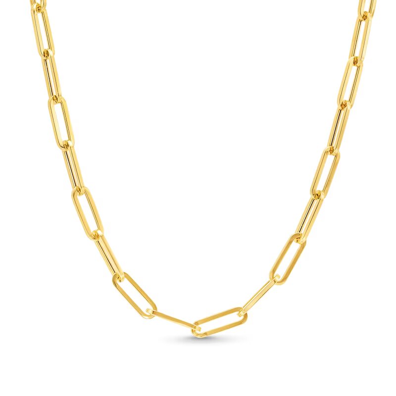 3.8mm Paper Clip Chain Necklace in Hollow 14K Gold - 18" - Shryne Diamanti & Co.