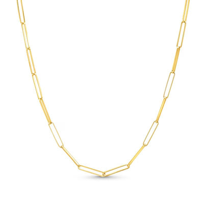 2.0mm Paper Clip Chain Necklace in Solid 14K Gold - 20" - Shryne Diamanti & Co.