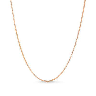 0.7mm Box Chain Necklace in Solid 14K Rose Gold