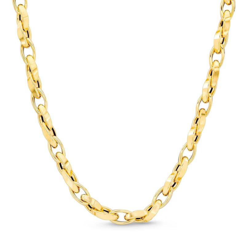 6.0mm Oval Link Chain Necklace in Hollow 14K Gold - 20" - Shryne Diamanti & Co.