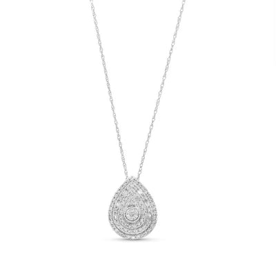 1/2 CT. T.W. Pear Multi-Diamond Teardrop Pendant in 10K White Gold