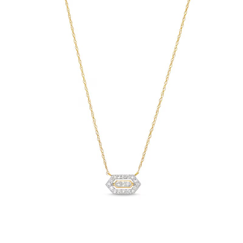 1/10 CT. T.W. Lab-Created Diamond Elongated Hexagon Necklace in 10K Gold