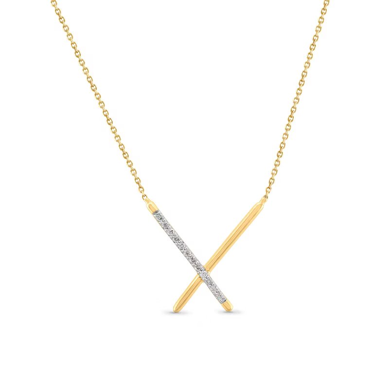 1/10 CT. T.W. Diamond "X" Necklace in 10K Gold