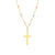 Brilliance-Bead Rosary-Style Cross Necklace in 14K Tri-Tone Gold