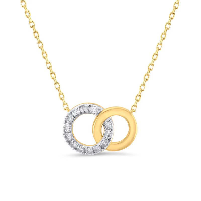 1/10 CT. T.W. Diamond Interlocking Circles Necklace in 10K Gold