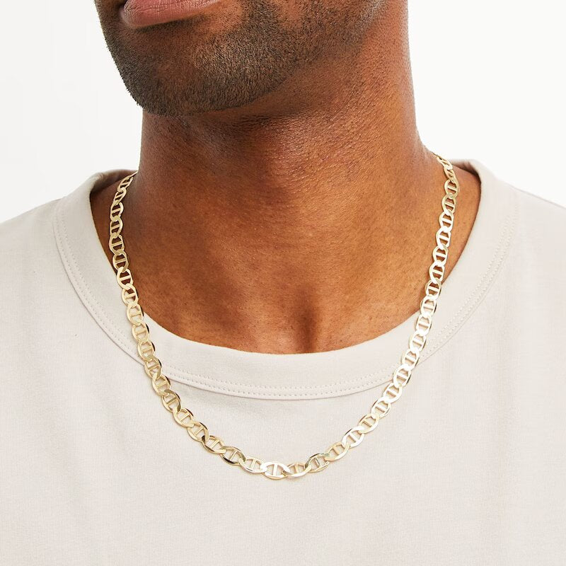 Men's 7.7mm Mariner Chain Necklace in Solid 14K Gold - 22