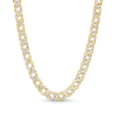 7.0mm Diamond-Cut Hollow Link Chain Necklace in 14K Two-Tone Gold – 18”