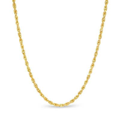 Diamond-Cut 2.4mm Rope Chain cin Solid 10K Gold