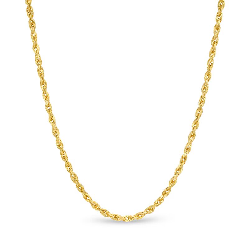 Diamond-Cut 2.4mm Rope Chain Necklace in Solid 10K Gold