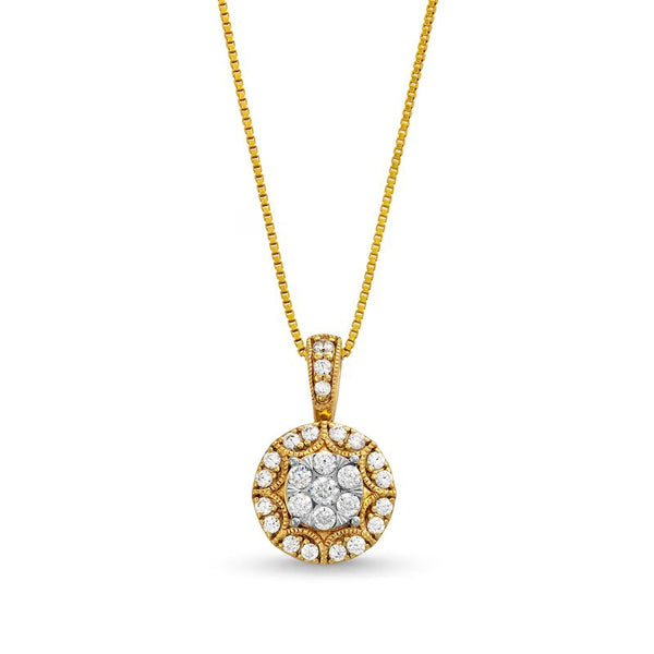 1/2 CT. T.W. Multi-Diamond Frame Vintage-Style Pendant in 10K Gold