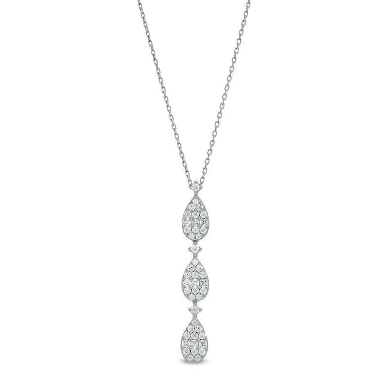 1/2 CT. T.W. Pear Multi-Diamond Teardrops Necklace in 10K White Gold