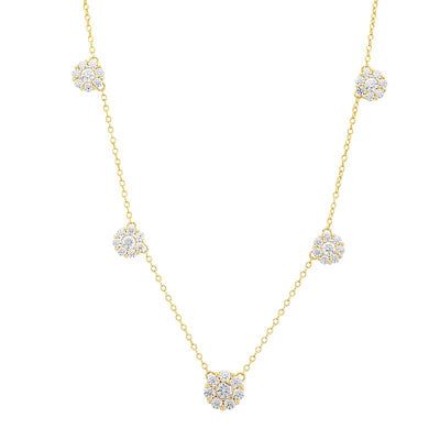 1-1/2 CT. T.W. Diamond Flower Station Necklace in 10K Gold