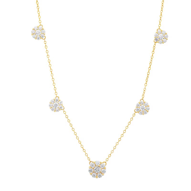 1-1/2 CT. T.W. Diamond Flower Station Necklace in 10K Gold