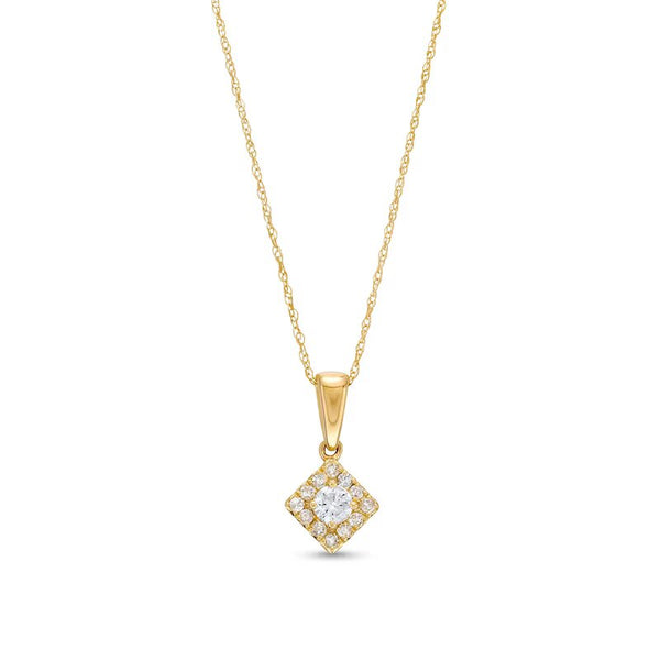 1/4 CT. T.W. Diamond Square Frame Pendant in 10K Gold