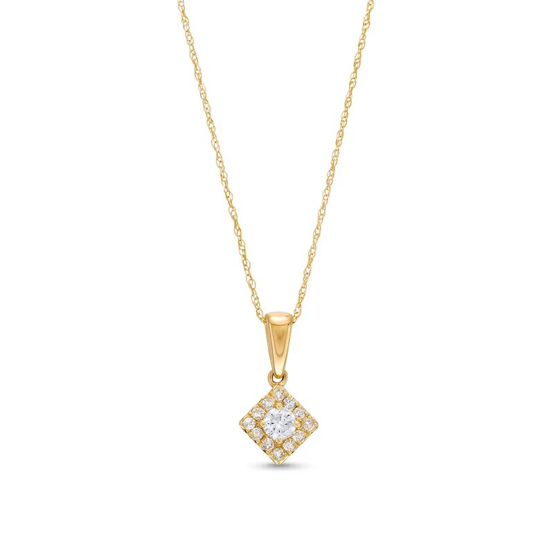 1/4 CT. T.W. Diamond Square Frame Pendant in 10K Gold