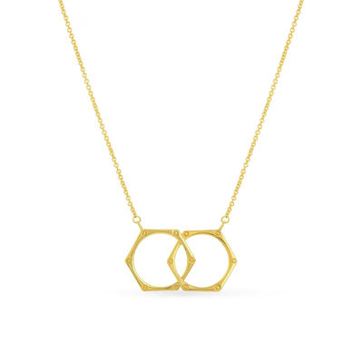 Interlocking Hexagon Shapes Necklace in 14K Gold