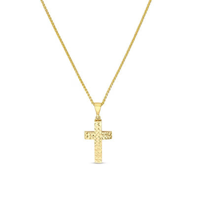 Diamond-Cut Cross Pendant in 14K Gold