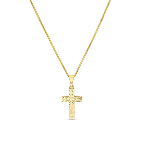 Diamond-Cut Cross Pendant in 14K Gold