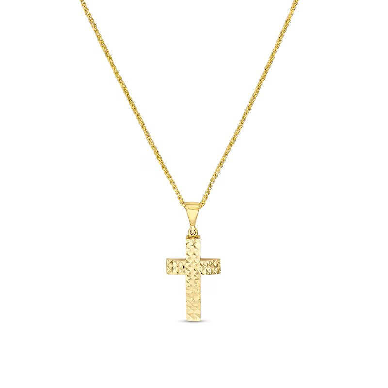 Diamond-Cut Cross Pendant in 14K Gold