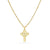 Beaded Flared Cross with Circle center Pendant in 14K Gold - 20"