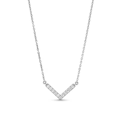 1/5 CT. T.W. Diamond Chevron Necklace in 10K White Gold