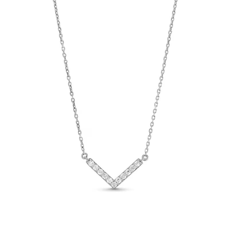 1/5 CT. T.W. Diamond Chevron Necklace in 10K White Gold