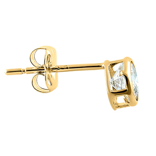 .92 ct Solid 14K Yellow Gold 5mm Round Cut Clear Lab Diamonds Earrings - Shryne Diamanti & Co.