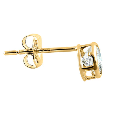 .5 ct Solid 14K Yellow Gold 4mm Round Cut Clear Lab Diamonds Earrings - Shryne Diamanti & Co.