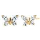 Solid 14K Yellow Gold Butterfly Marquise Cut Clear Lab Diamonds Earrings - Shryne Diamanti & Co.