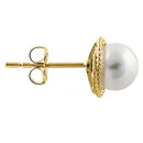 Solid 14K Yellow Gold Pearl Earrings - Shryne Diamanti & Co.