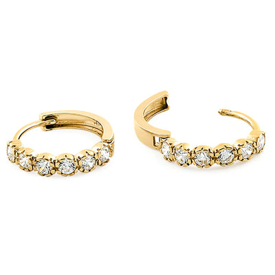 Solid 14K Yellow Gold Round Lab Diamonds Hoop Earrings - Shryne Diamanti & Co.