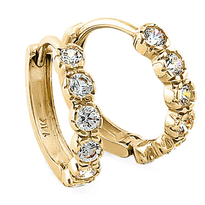 Solid 14K Yellow Gold Round Lab Diamonds Hoop Earrings - Shryne Diamanti & Co.