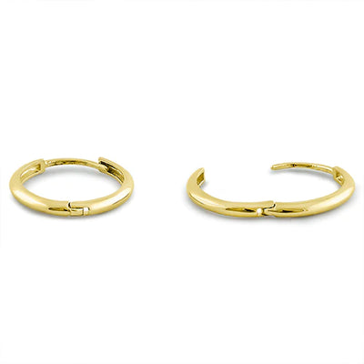 Solid 14K Yellow Gold 1.5mm x 14mm Plain Hoop Earrings - Shryne Diamanti & Co.