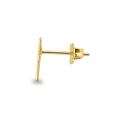 Solid 14K Yellow Gold Cross Stud Earrings - Shryne Diamanti & Co.