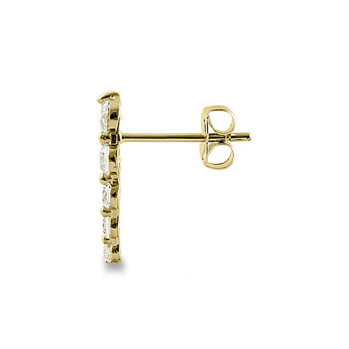 Solid 14K Yellow Gold 5 Clear Round Lab Diamonds Stud Earrings - Shryne Diamanti & Co.