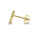 Solid 14K Yellow Gold Clear Lab Diamonds Cross Stud Earrings - Shryne Diamanti & Co.