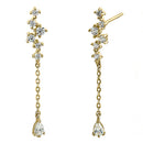 Solid 14K Yellow Gold Sparkle Clear Lab Diamonds Pear Dangle Stud Earrings - Shryne Diamanti & Co.