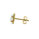 Solid 14K Yellow Gold White Lab Opal Oval Stud Earrings - Shryne Diamanti & Co.