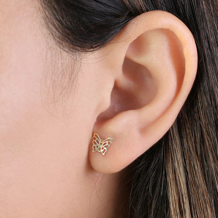 Solid 14K White Gold Music Note Stud Earrings - Shryne Diamanti & Co.