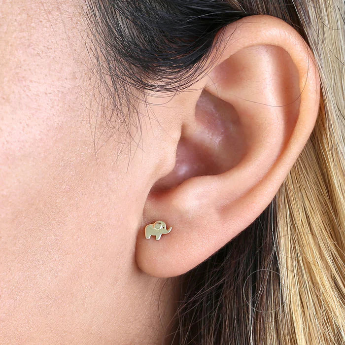 Solid 14K Yellow Gold Elephant Earrings - Shryne Diamanti & Co.
