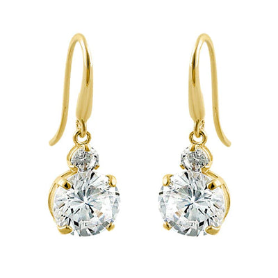 1.68 ct Solid 14K Yellow Gold 6mm Round Lab Diamonds Hook Earrings - Shryne Diamanti & Co.