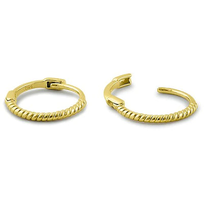 Solid 14K Yellow Gold 1mm x 9mm Rope Hoop Earrings - Shryne Diamanti & Co.