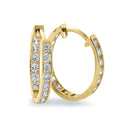 Solid 14K Yellow Gold 1.3mm x 17mm Clear Lab Diamonds Hoop Earrings - Shryne Diamanti & Co.